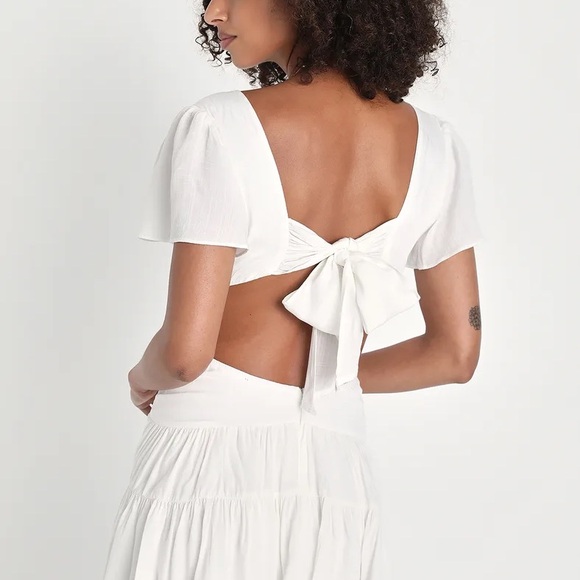 New Lulus Feeling the Sunshine White Tie-Back Flutter
Sleeve Mini Dress - Picture 2 of 12
